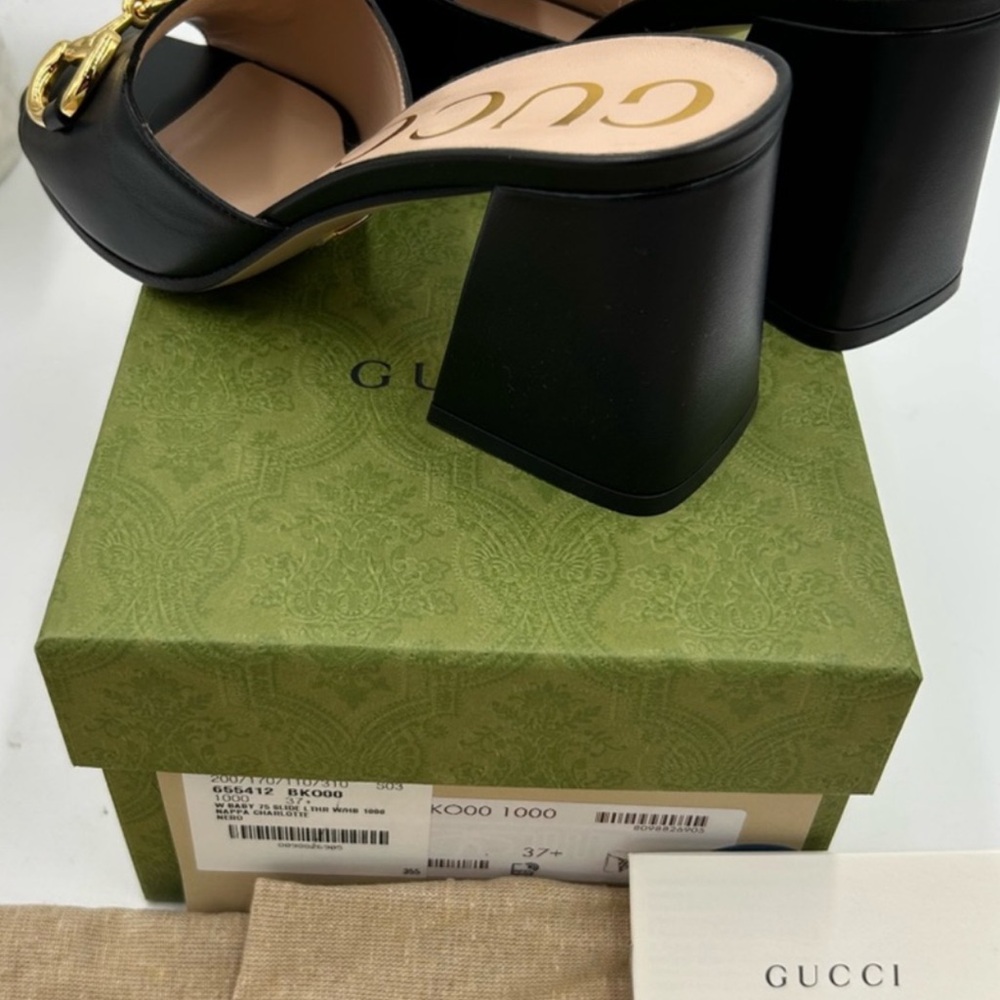 Women's Gucci Leather Mules with Gold Horsebit - Picture 6 of 9